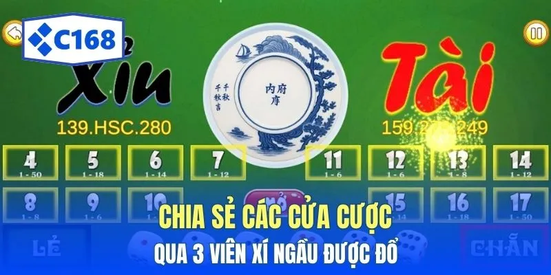 Chia sẻ các cửa cược qua 3 viên xí ngầu được đổ 
